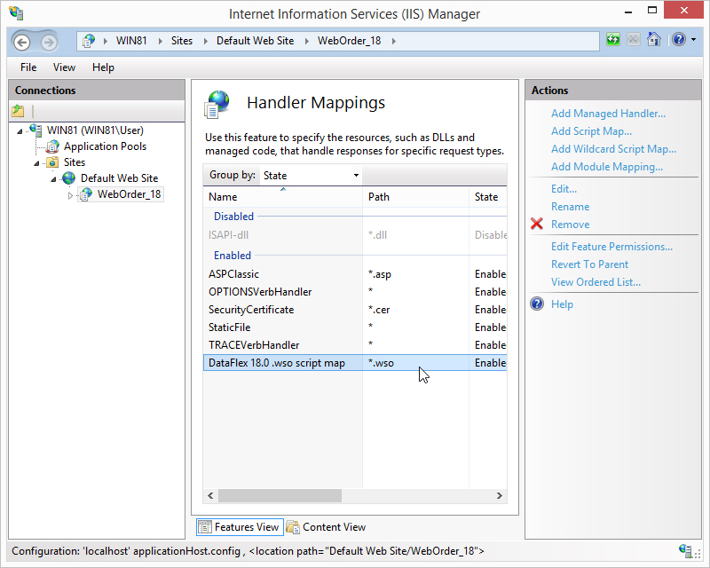 Enabled .wso Script Map