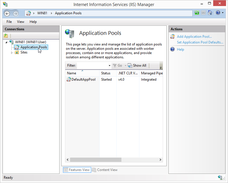 Select Application Pools