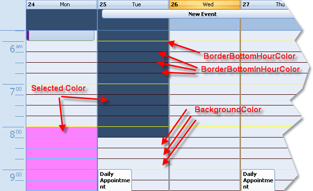 Calendar Theme Day View Cell Colors