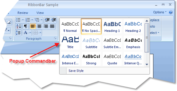 Popup Command Bar