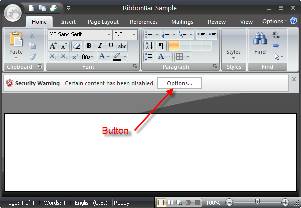 Message Bar Button