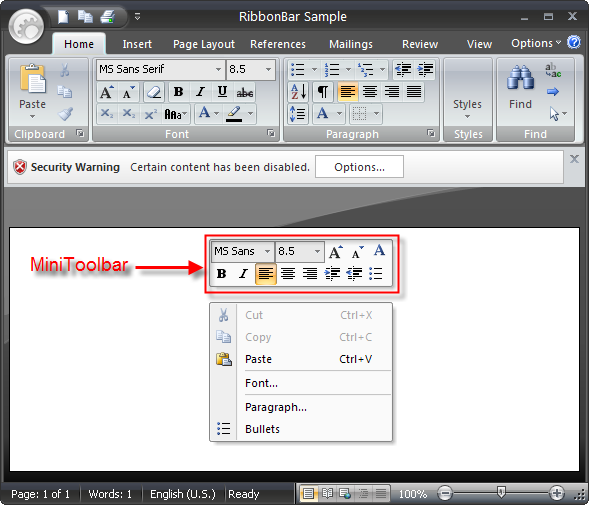 Mini Toolbar