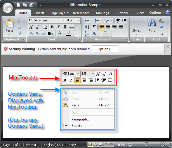 MiniToolbar Example