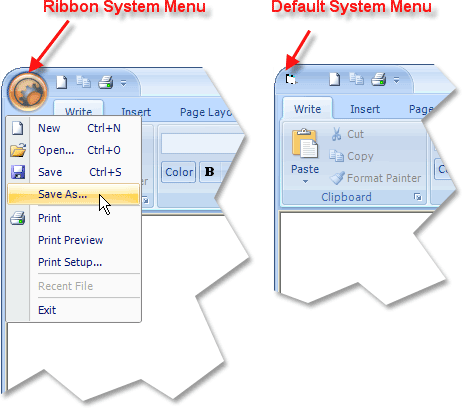 System Menu Example