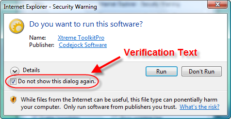 Verification Checkbox