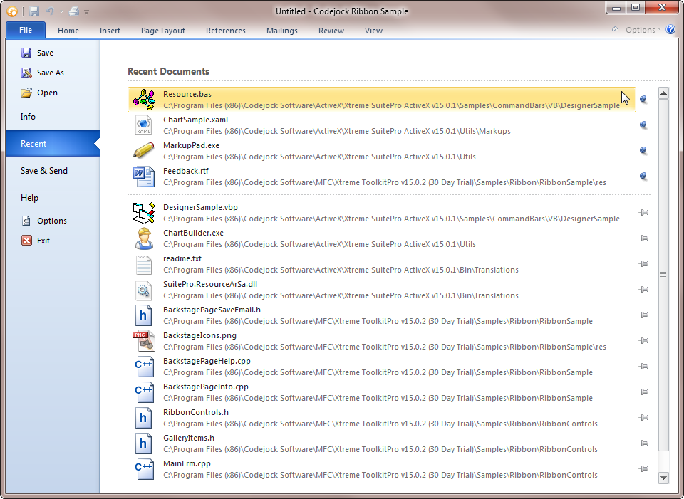 Office 2010 Style Recent File List