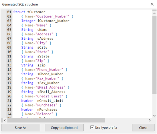 Struct Generator example