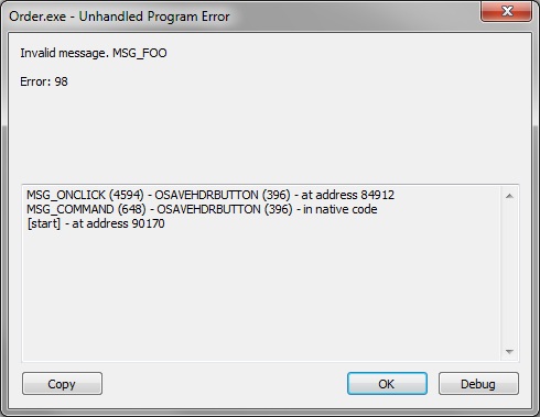 Unhandled Error