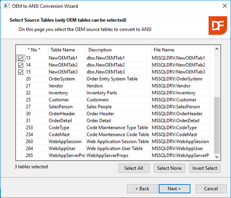 Selectable Tables