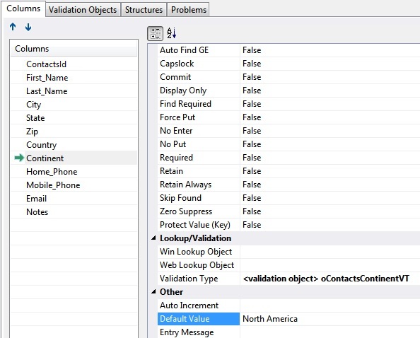 Contacts Continent Default Value