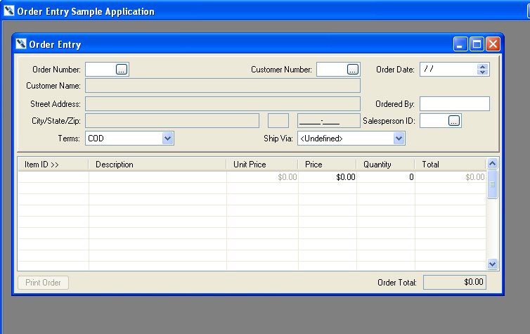 Order Entry Without Menu