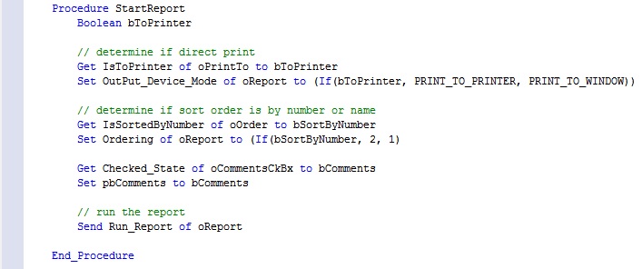Customer Report Code
