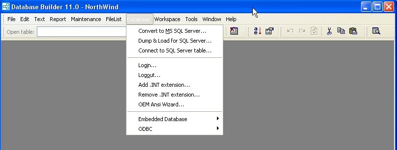 Database Builder Menu