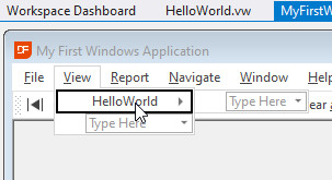 HelloWorld menu item in application menu