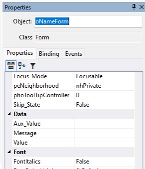 Properties object name