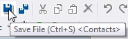 Save Toolbar Button Contacts Table