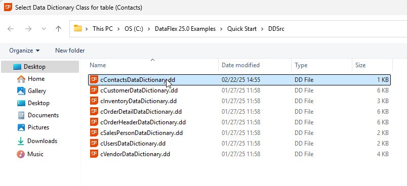 Select Contacts DD File