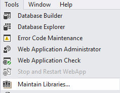 tools menu with maintain libraries option