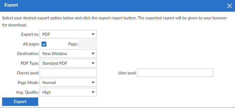 Export Report Dialog