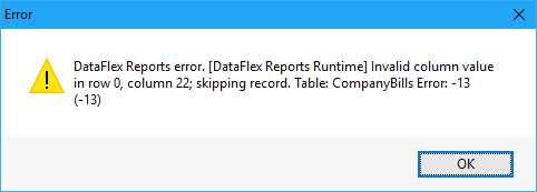 Invalid Column Value