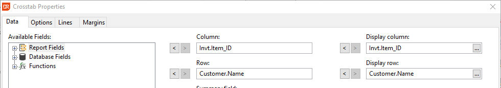 Crosstab Format Field Dialog