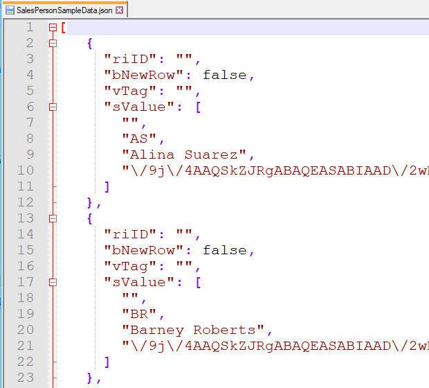 Use JSON for Sample Data