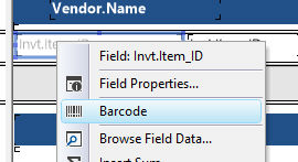 Field Floating Menu Barcode