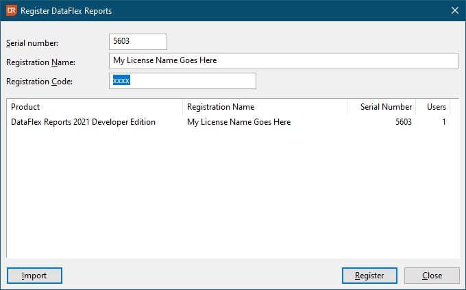 Product Registration Dialog