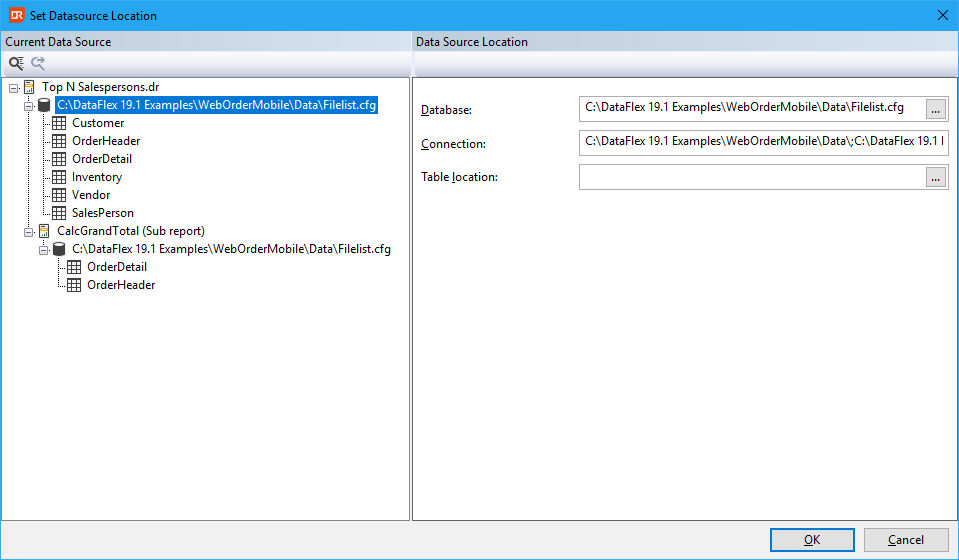 Data Source Location Dialog