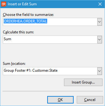 Insert Summary Dialog