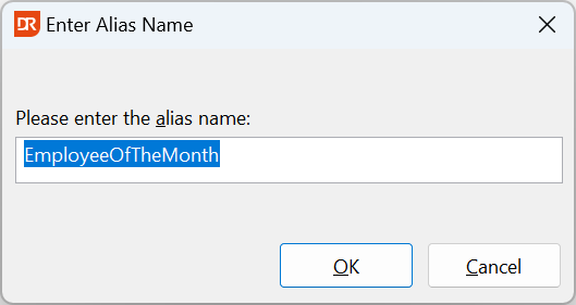 Enter Alias Table Name