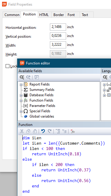 Control Variable Height via Function