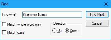 Find Text Dialog