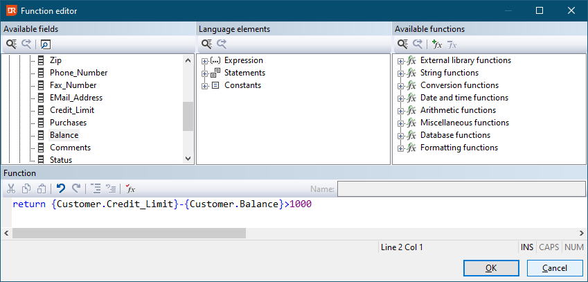 Report Menu Filter Function