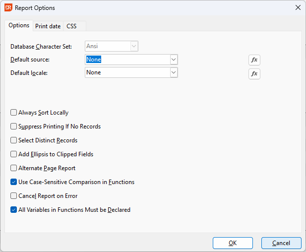 Report Options