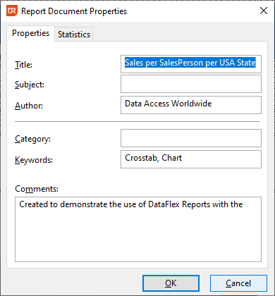 Report Document Properties