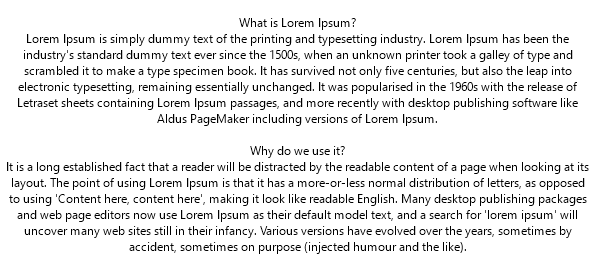 Centered Text Formatting Sample