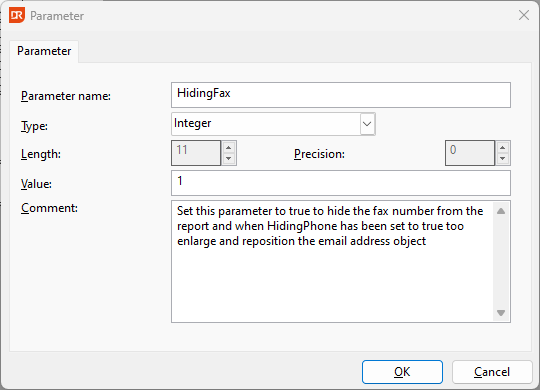Adding comments to parameters