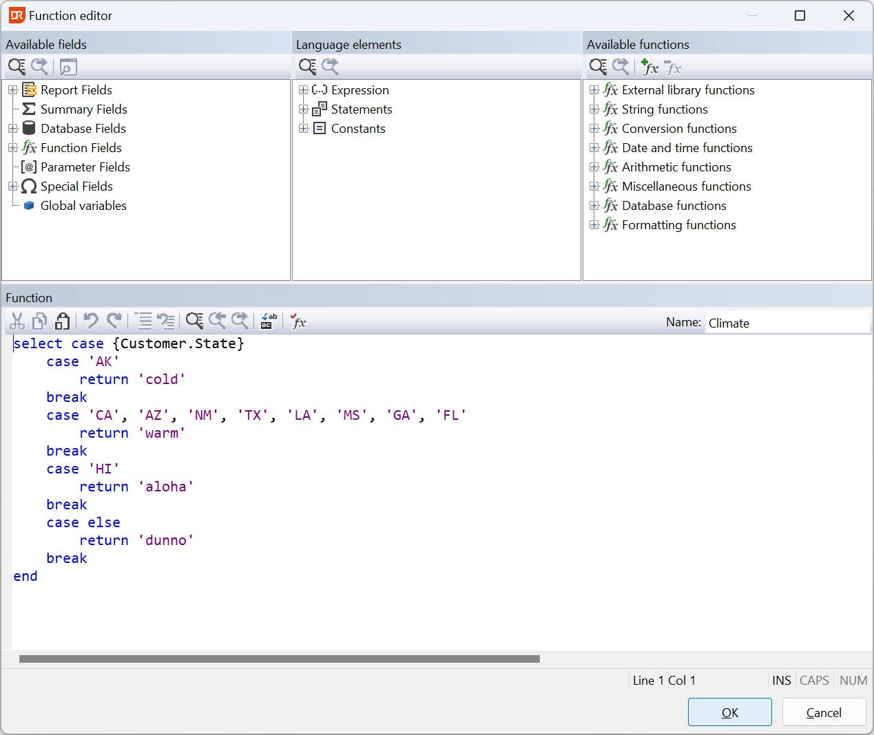Case Statement Function