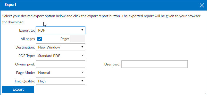 Export Report Dialog